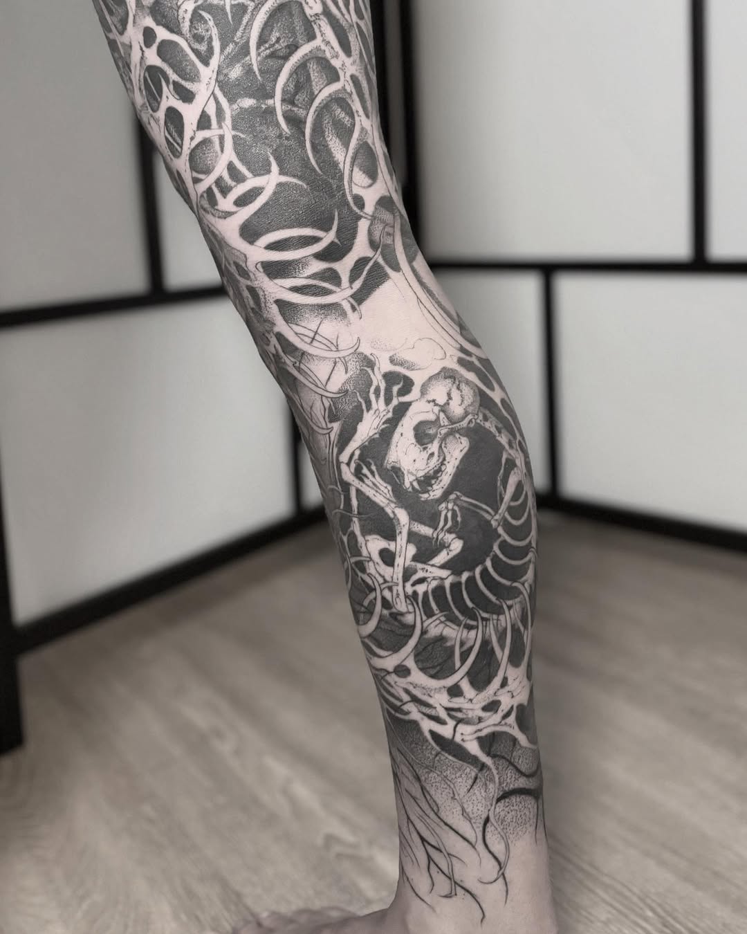 Tattoo by @blightttattoo — black_and_grey, dotwork