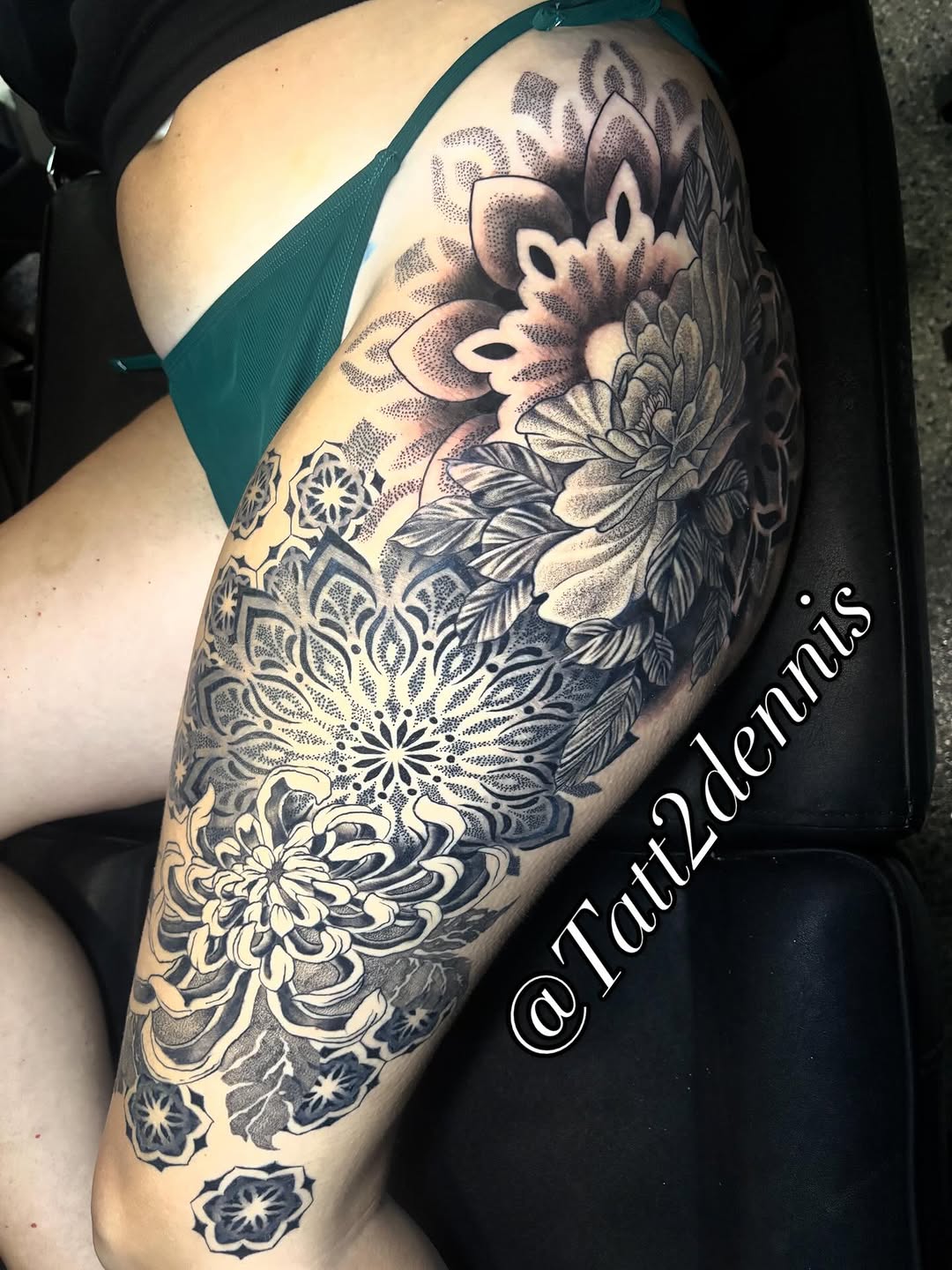 Tattoo by @tatt2dennis — dotwork, black_and_grey