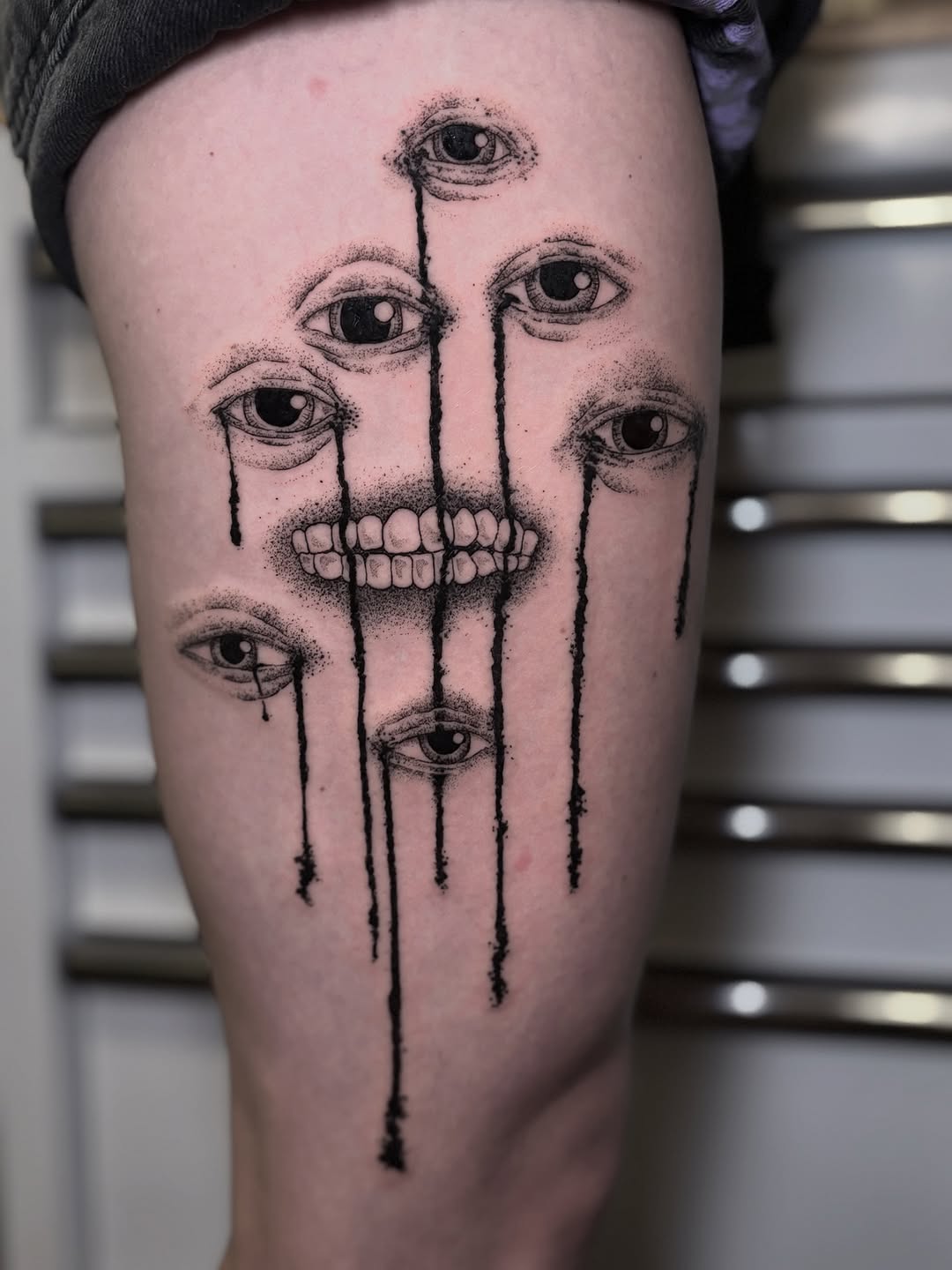Tattoo by @eujeanmean — black_and_grey, dotwork