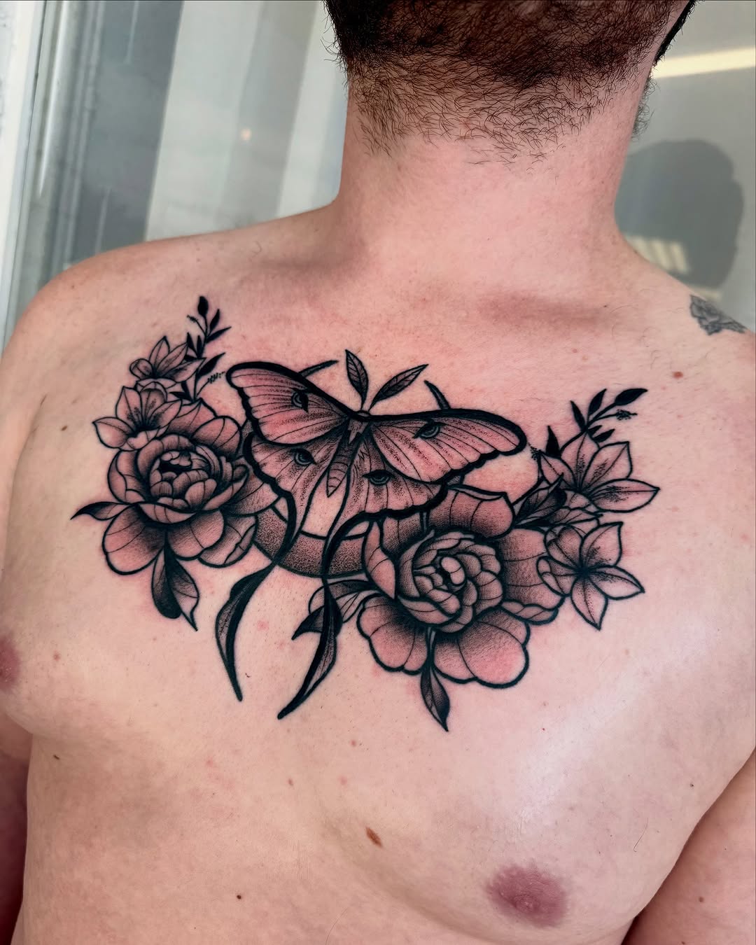 Tattoo by @call.me_d.addie — black_and_grey, dotwork