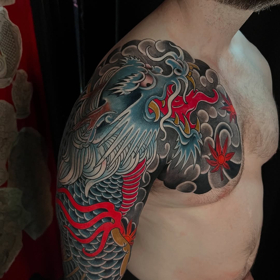Tattoo by @taintidtats — japanese_irezumi, black_and_grey