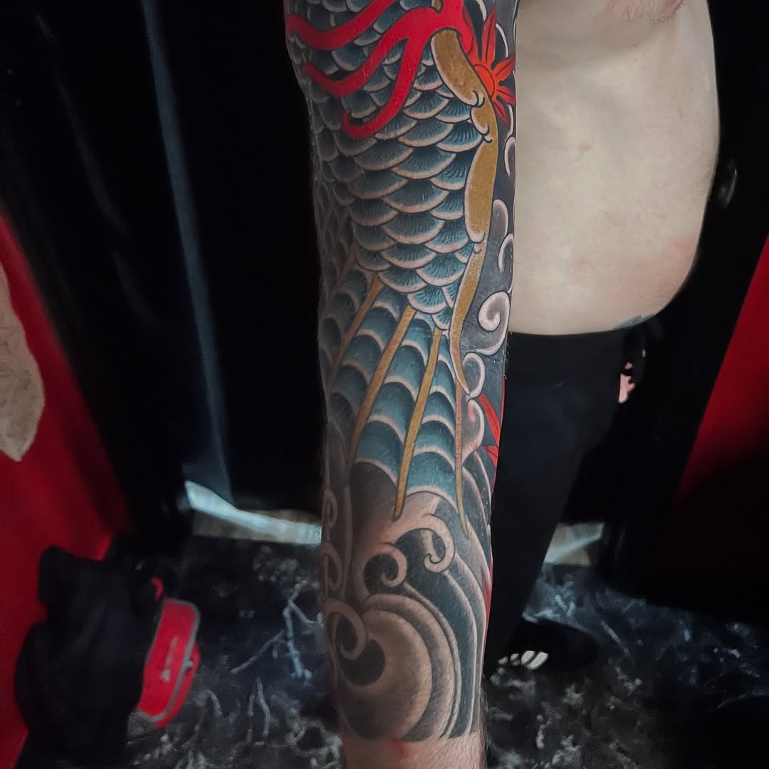 Tattoo by @taintidtats — japanese_irezumi, black_and_grey