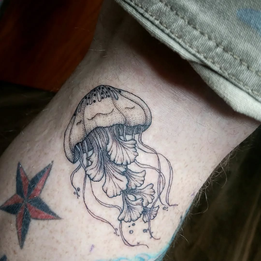 Tattoo by @jabbedbyjess — fine_line, black_and_grey