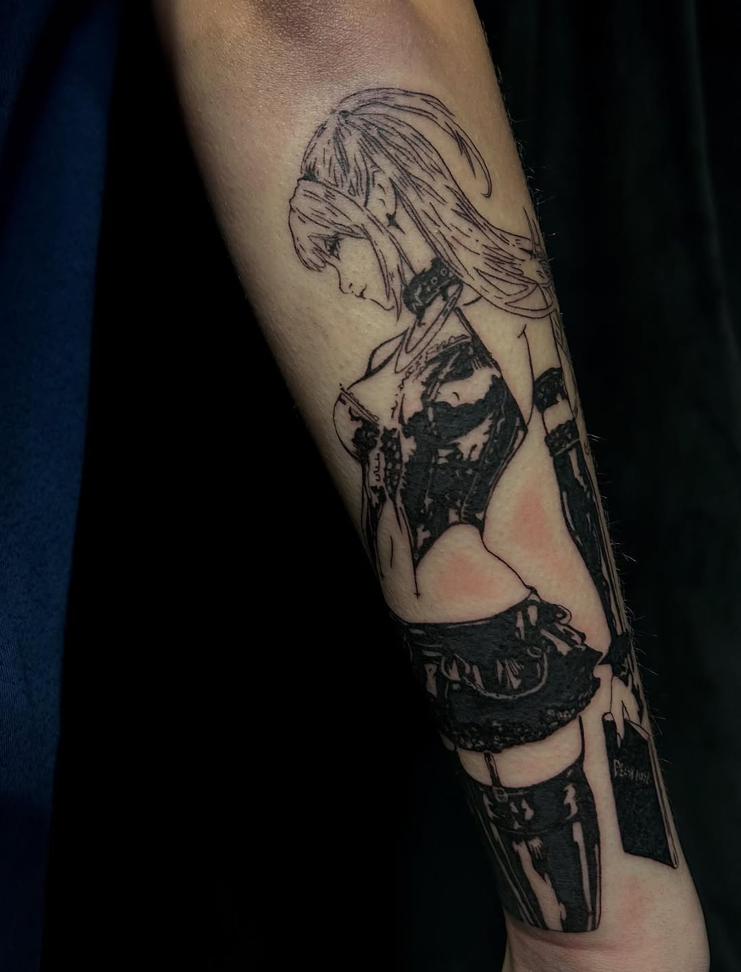 Tattoo by @ava_defalco — anime, blackwork