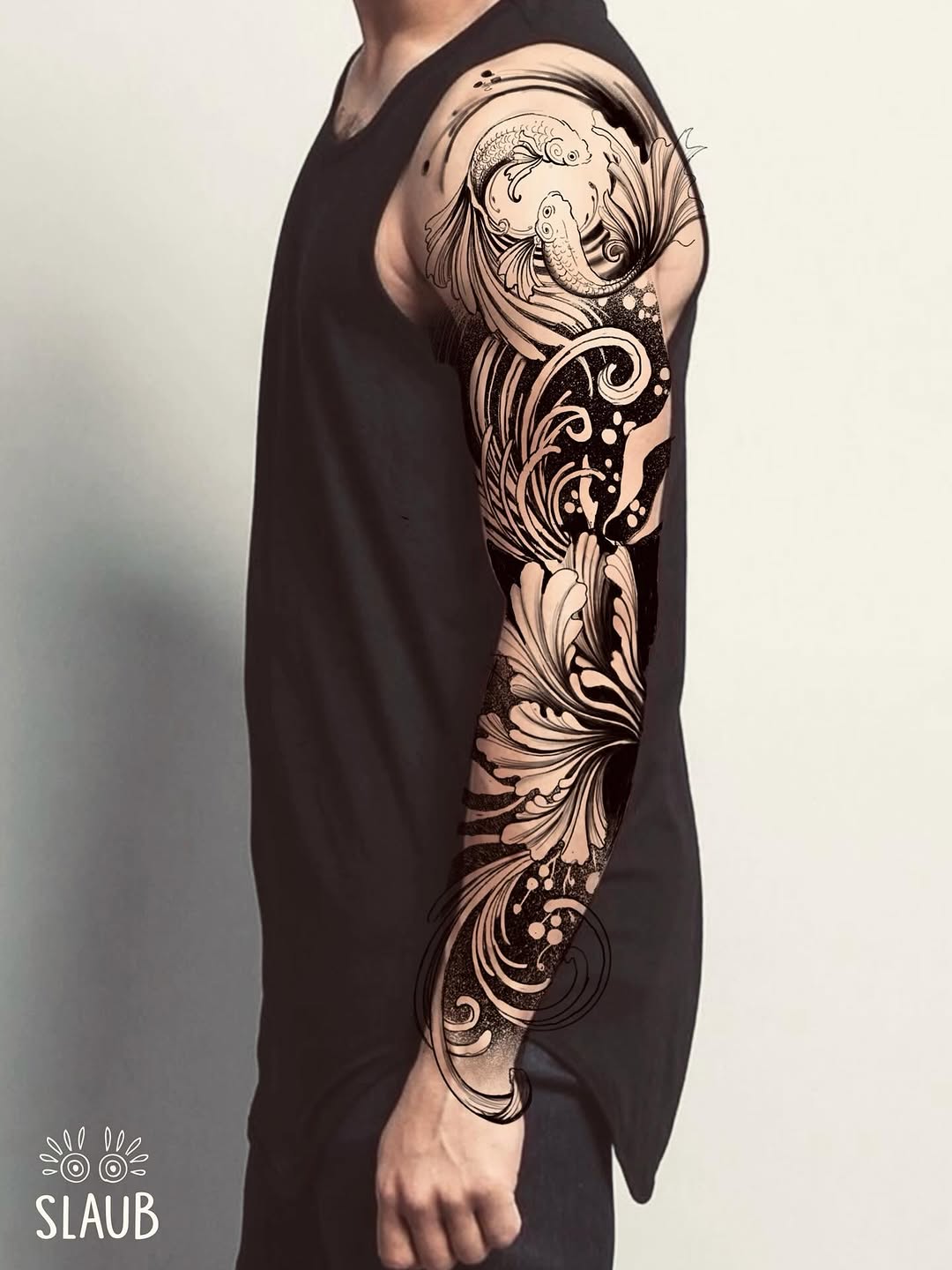 Tattoo by @slaubcreation — japanese_irezumi, black_and_grey