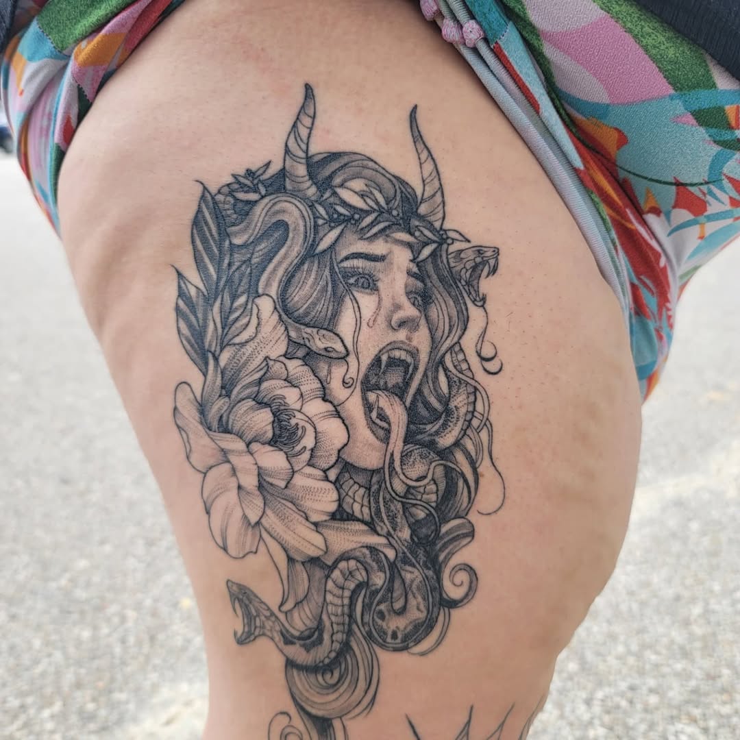 Tattoo by @xxvalhalla_tattoosxx — black_and_grey