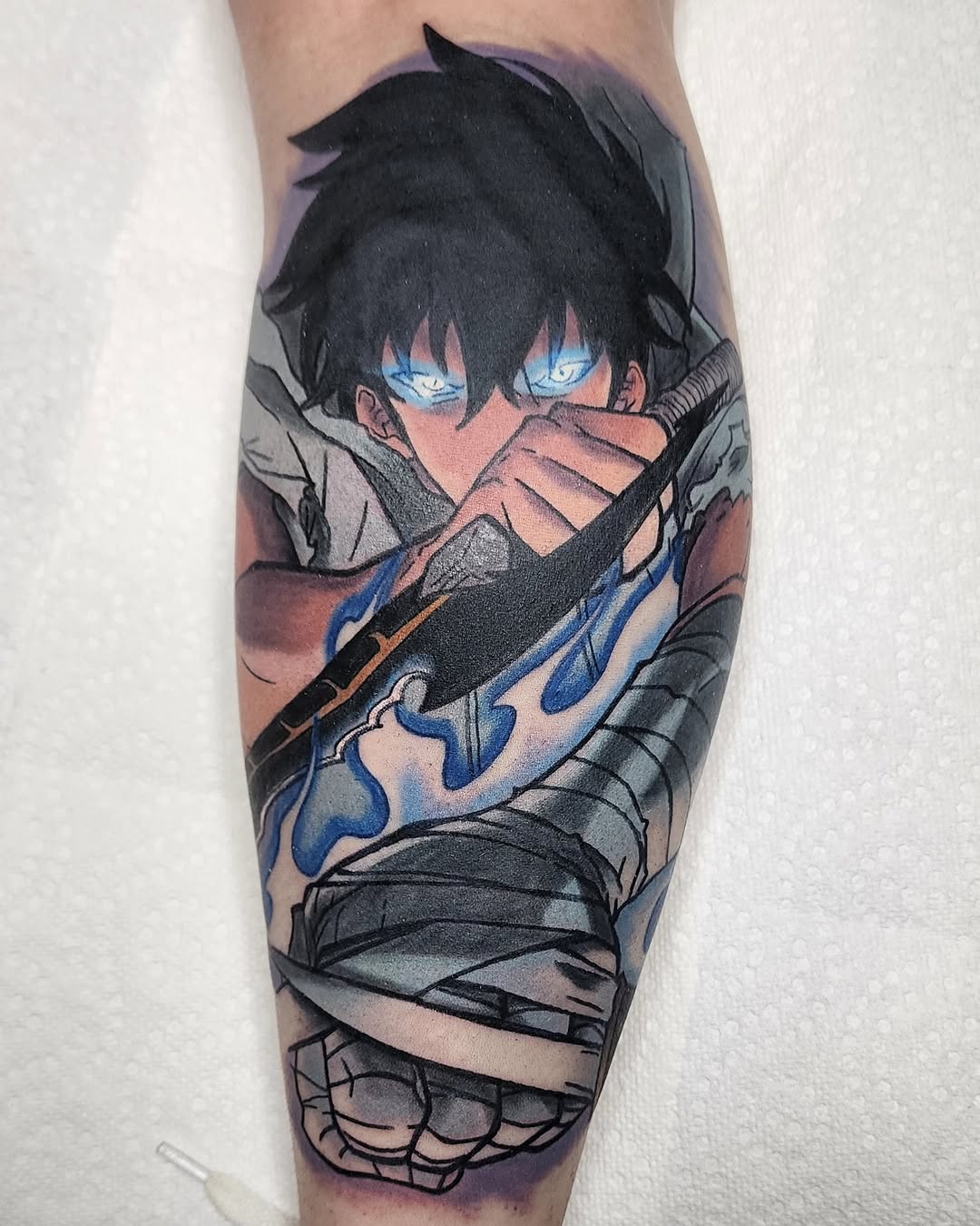 Tattoo by @madx.ink — anime, black_and_grey