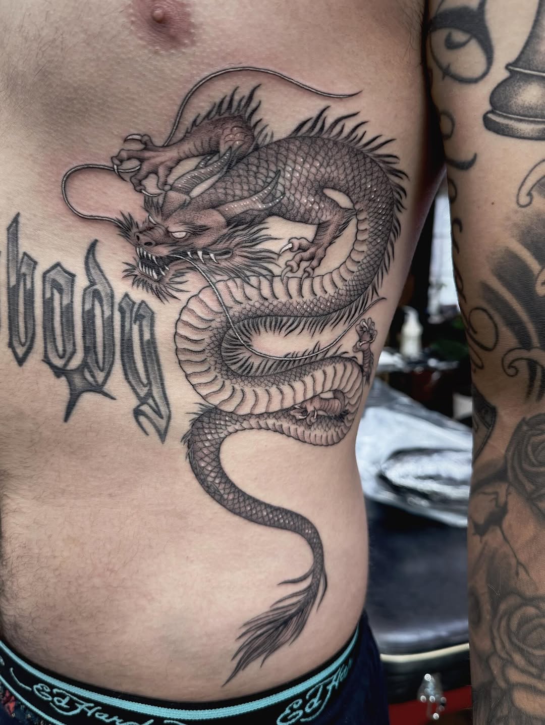 Tattoo by @audreymicheletattoos — japanese_irezumi, black_and_grey