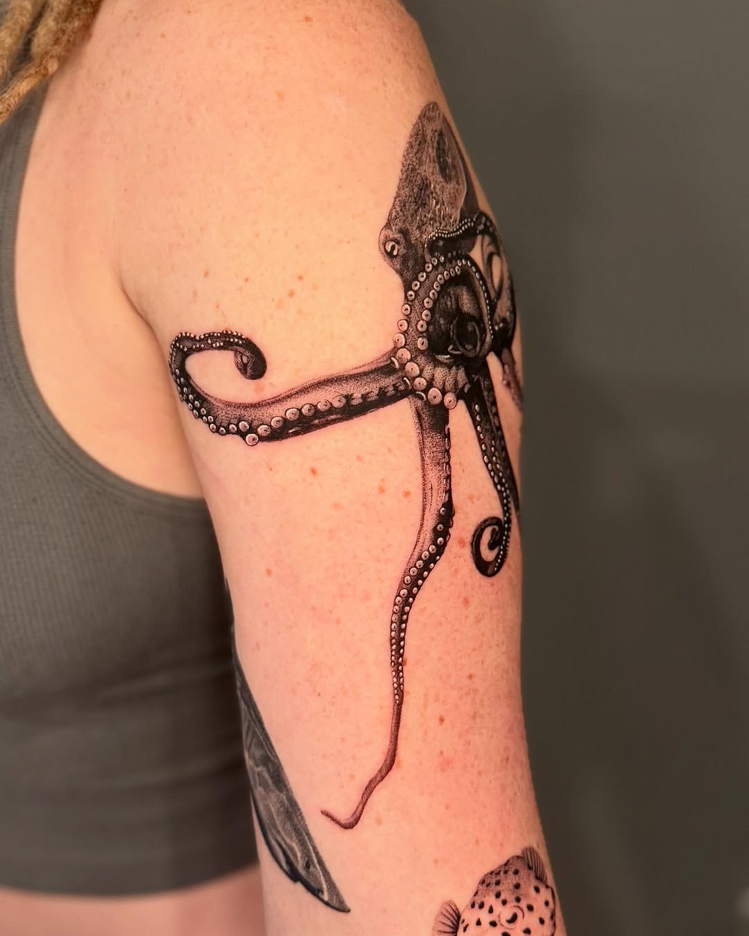Tattoo by @amberstarrartistry — black_and_grey, realism