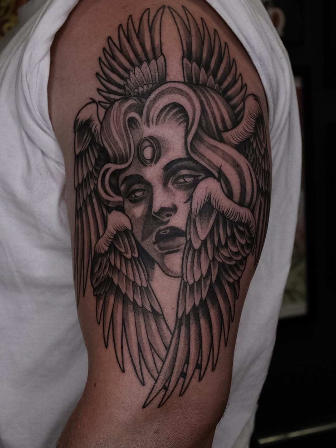 Tattoo by @danielm.ttt — black_and_grey, dark_realism
