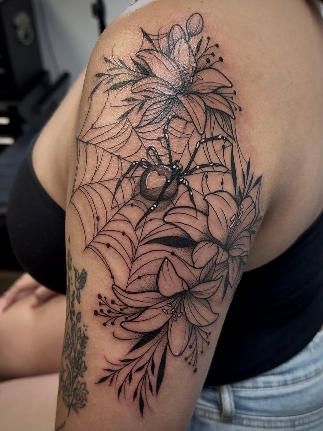 Tattoo by @tinkedtattoo — blackwork, illustrative