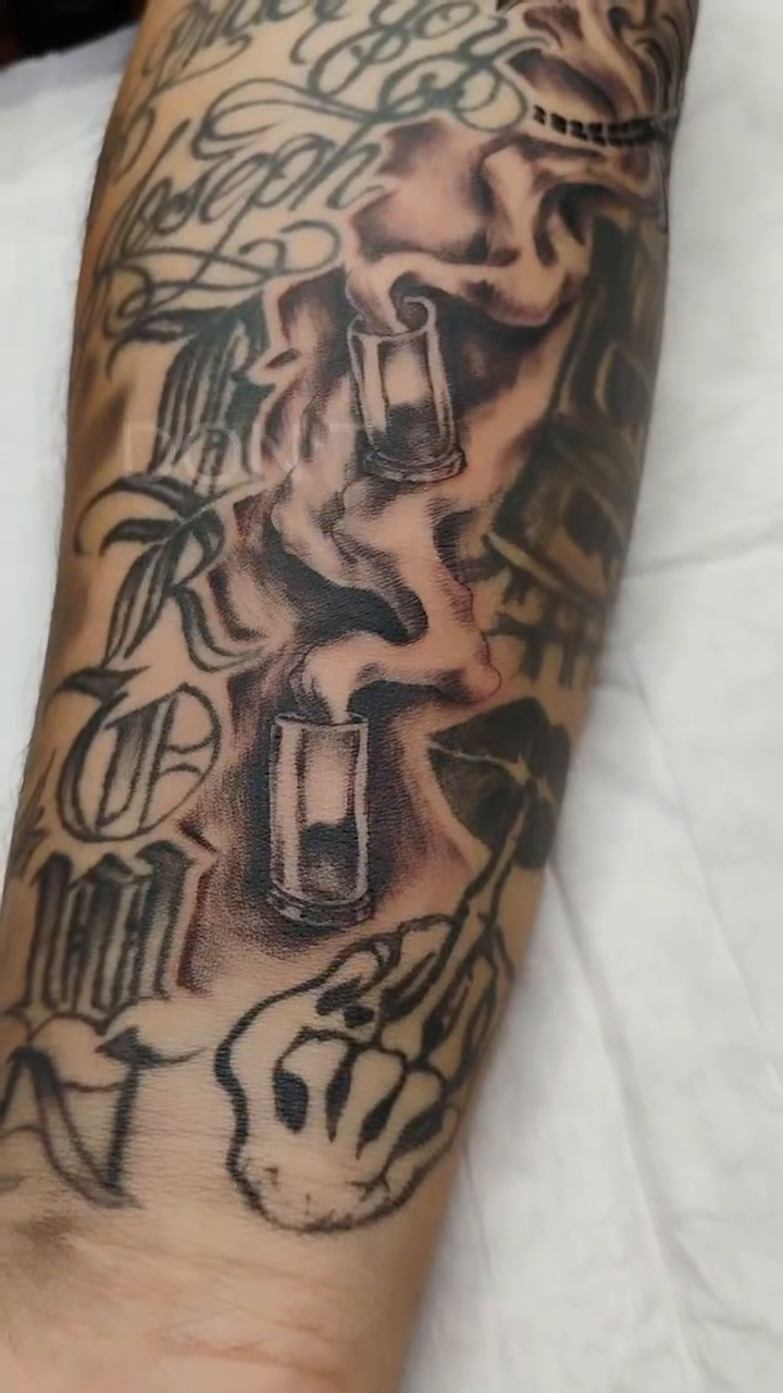 Tattoo by @prolifictattooart — black_and_grey, lettering_script