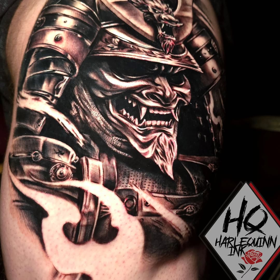 Tattoo by @harlequinn_ink — realism, black_and_grey