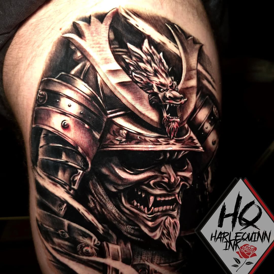Tattoo by @harlequinn_ink — realism, black_and_grey