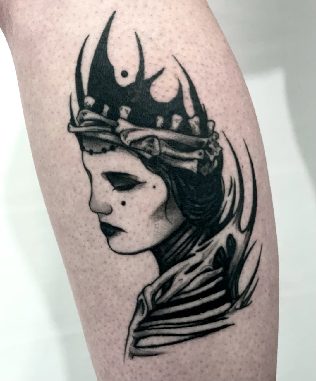 Tattoo by @ergot.tattoo — black_and_grey, dark_realism