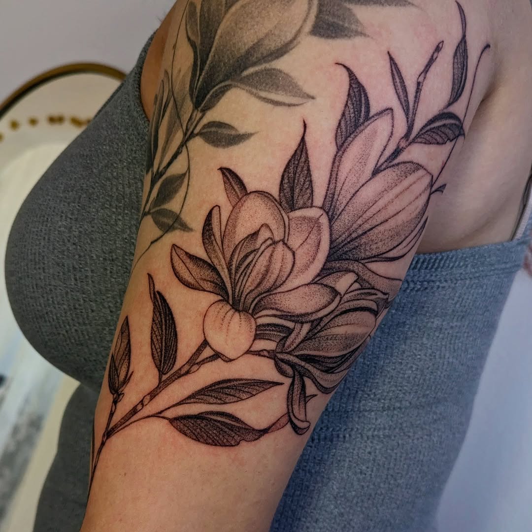 Tattoo by @jasdillonart — black_and_grey, dotwork