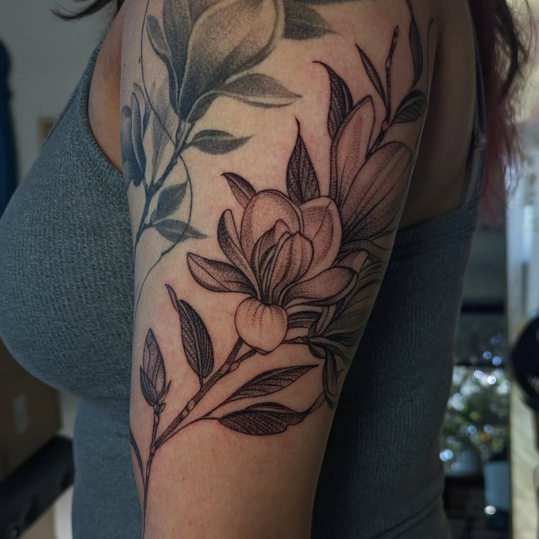 Tattoo by @jasdillonart — black_and_grey, dotwork