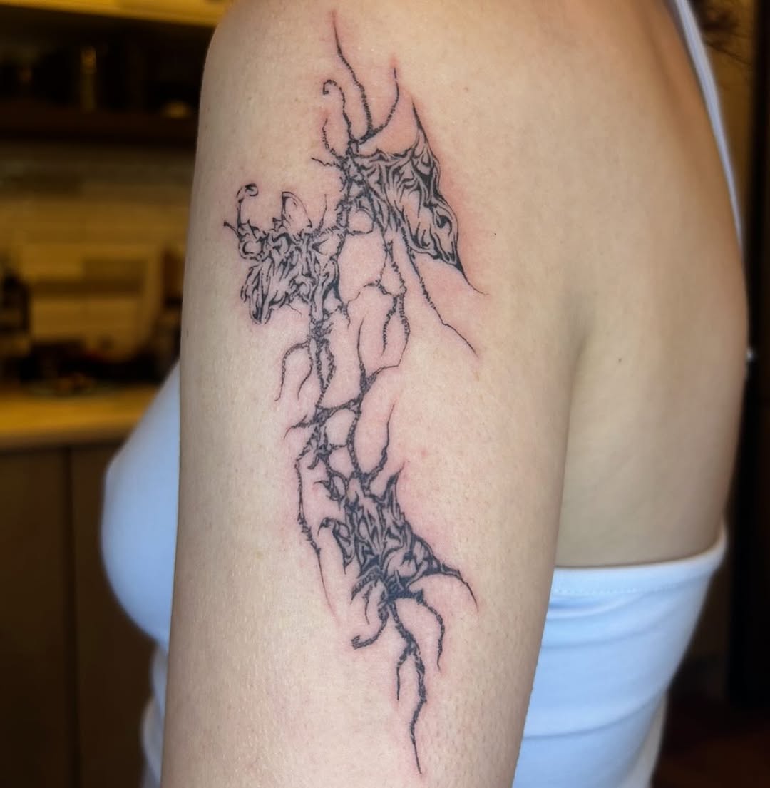 Tattoo by @rickymodelo — blackwork, trash_polka