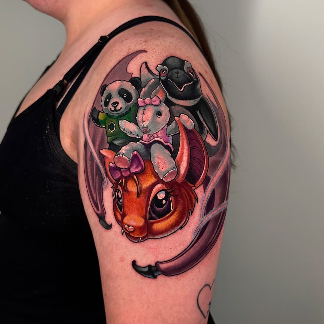Tattoo by @jaredboothtattoos — new_school, anime