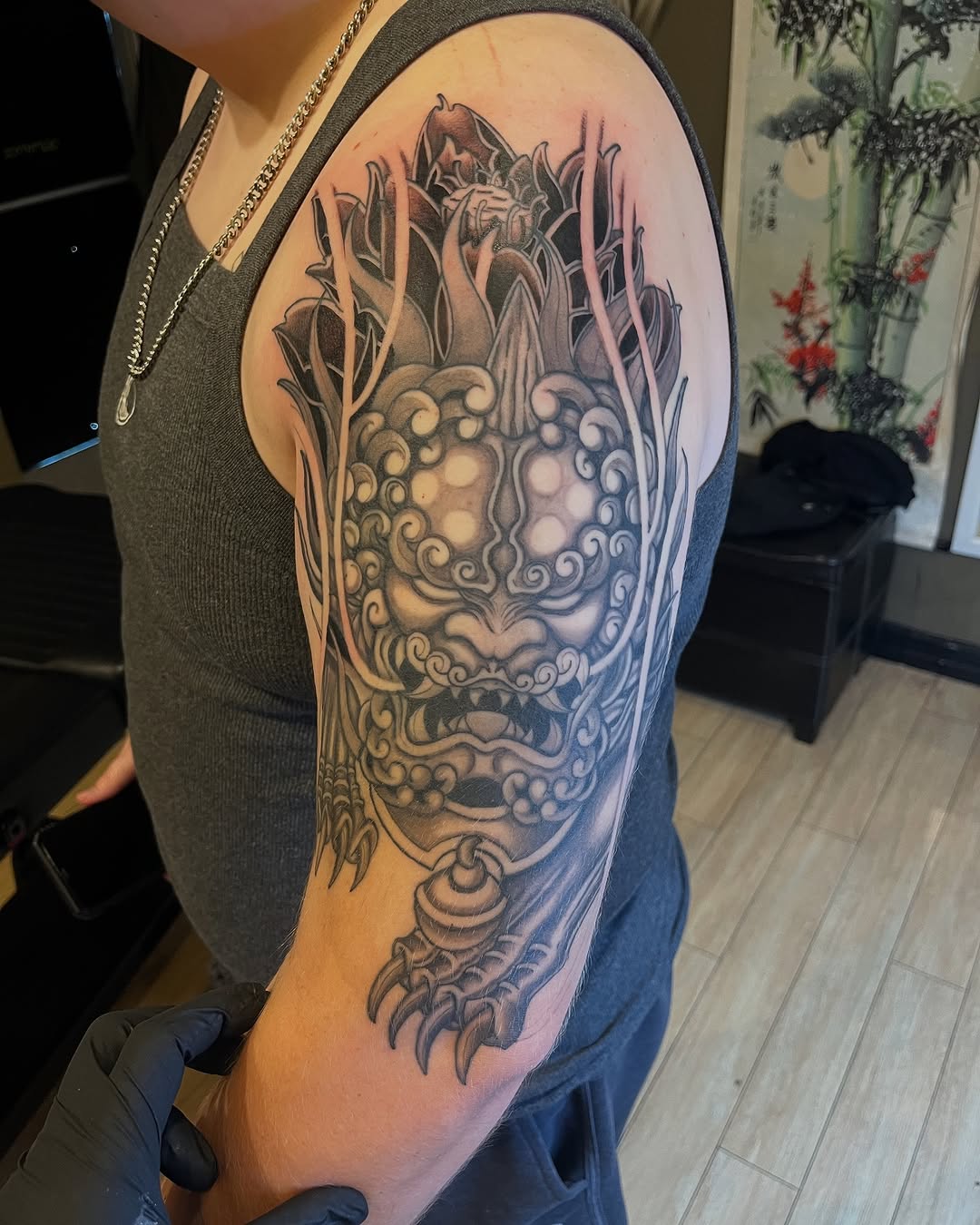 Tattoo by @winstooon — japanese_irezumi, black_and_grey