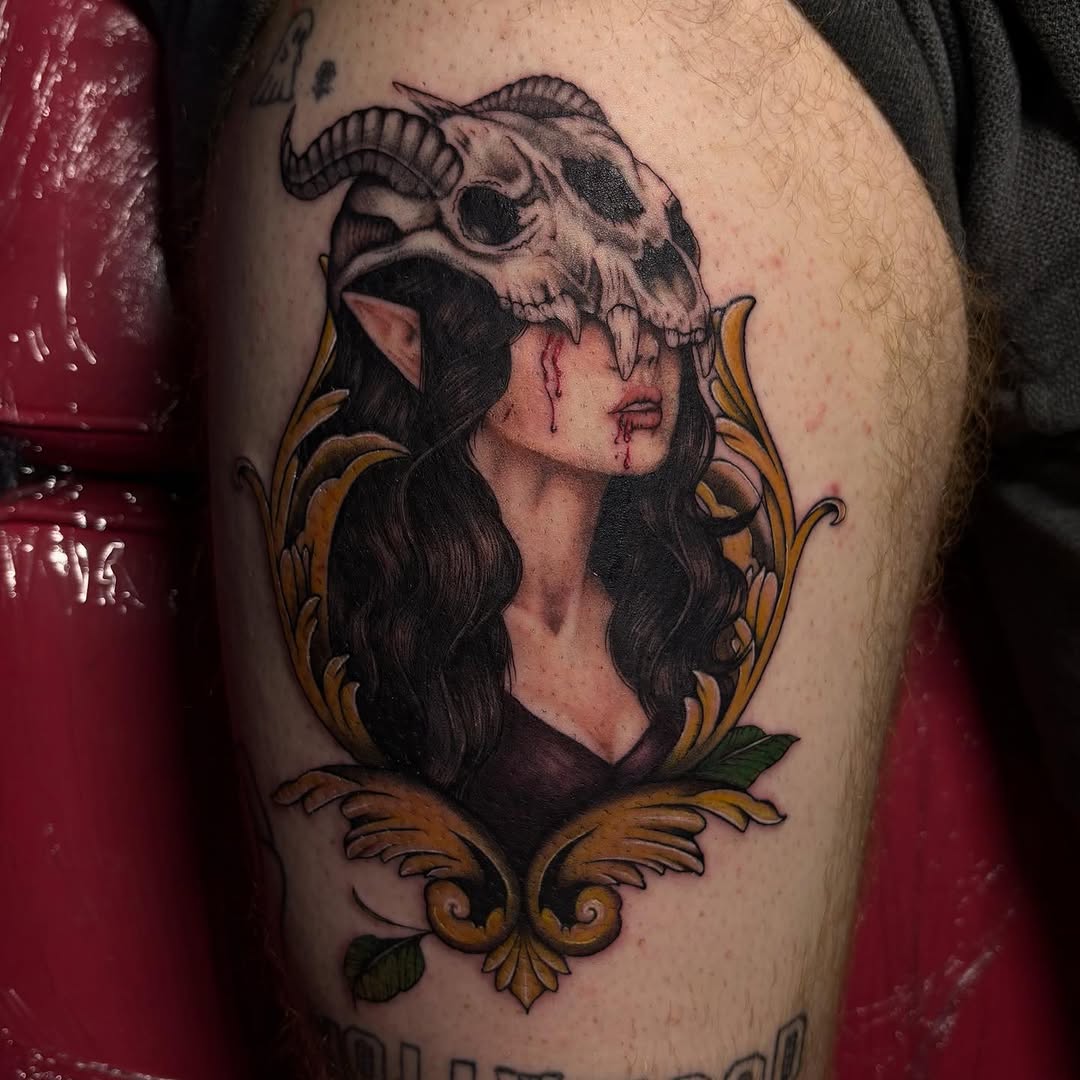 Tattoo by @dandelion.roses โ dark_realism, neo_traditional