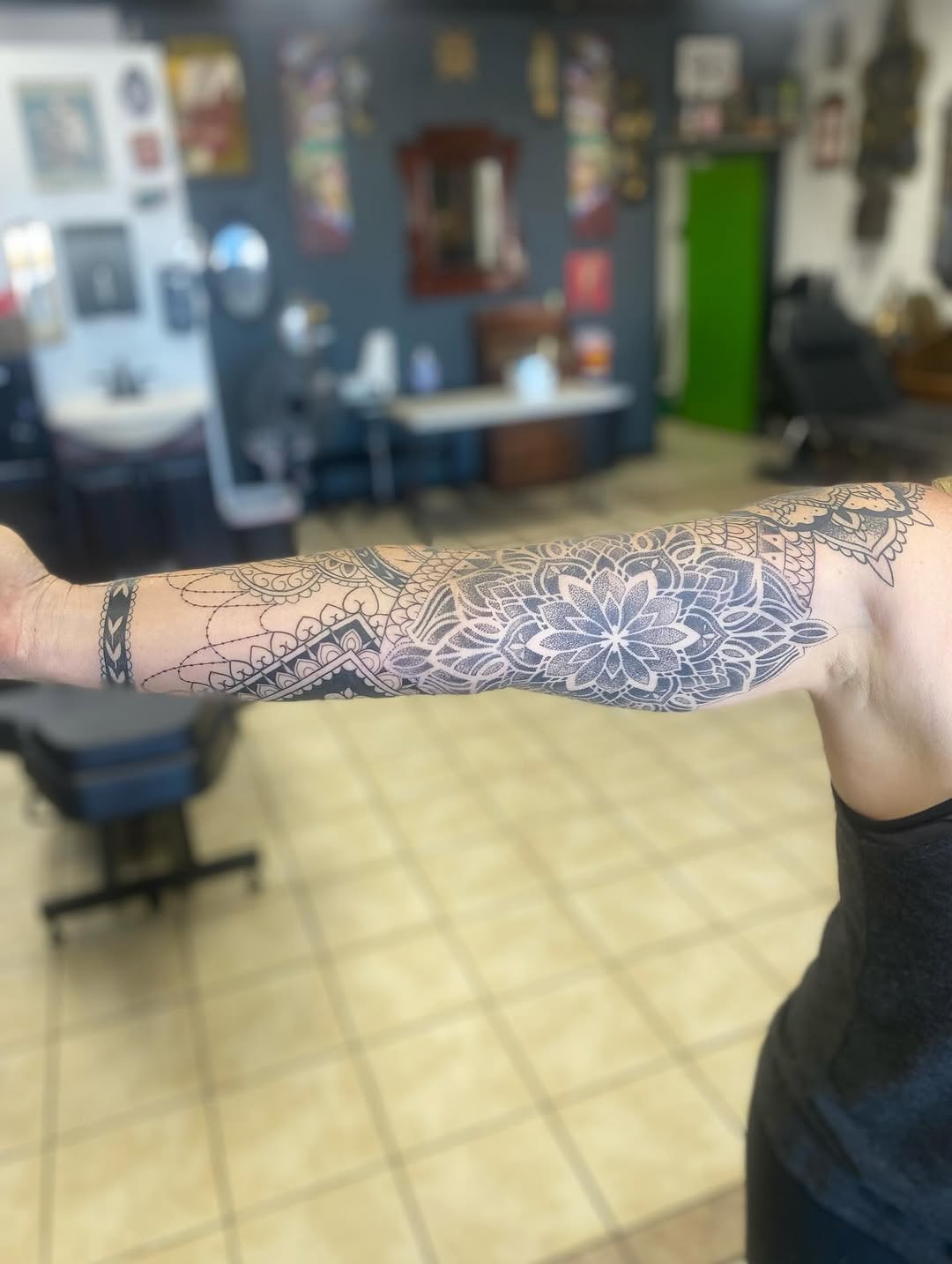 Tattoo by @fellatattoo — geometric, dotwork