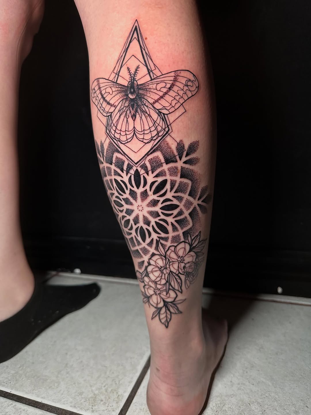 Tattoo by @halz327tattoos — geometric, dotwork