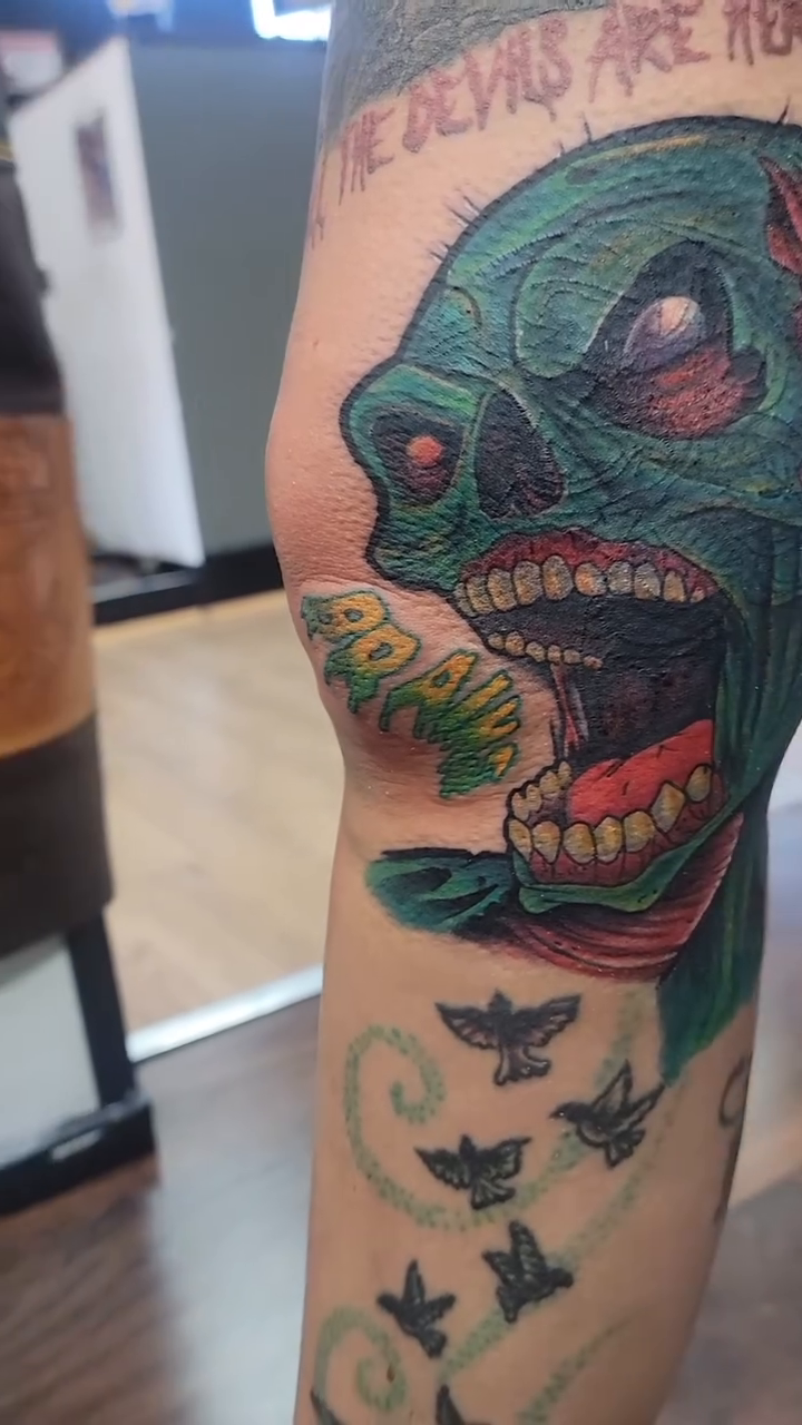 Tattoo by @painforsaletattooing_ — dark_realism, trash_polka