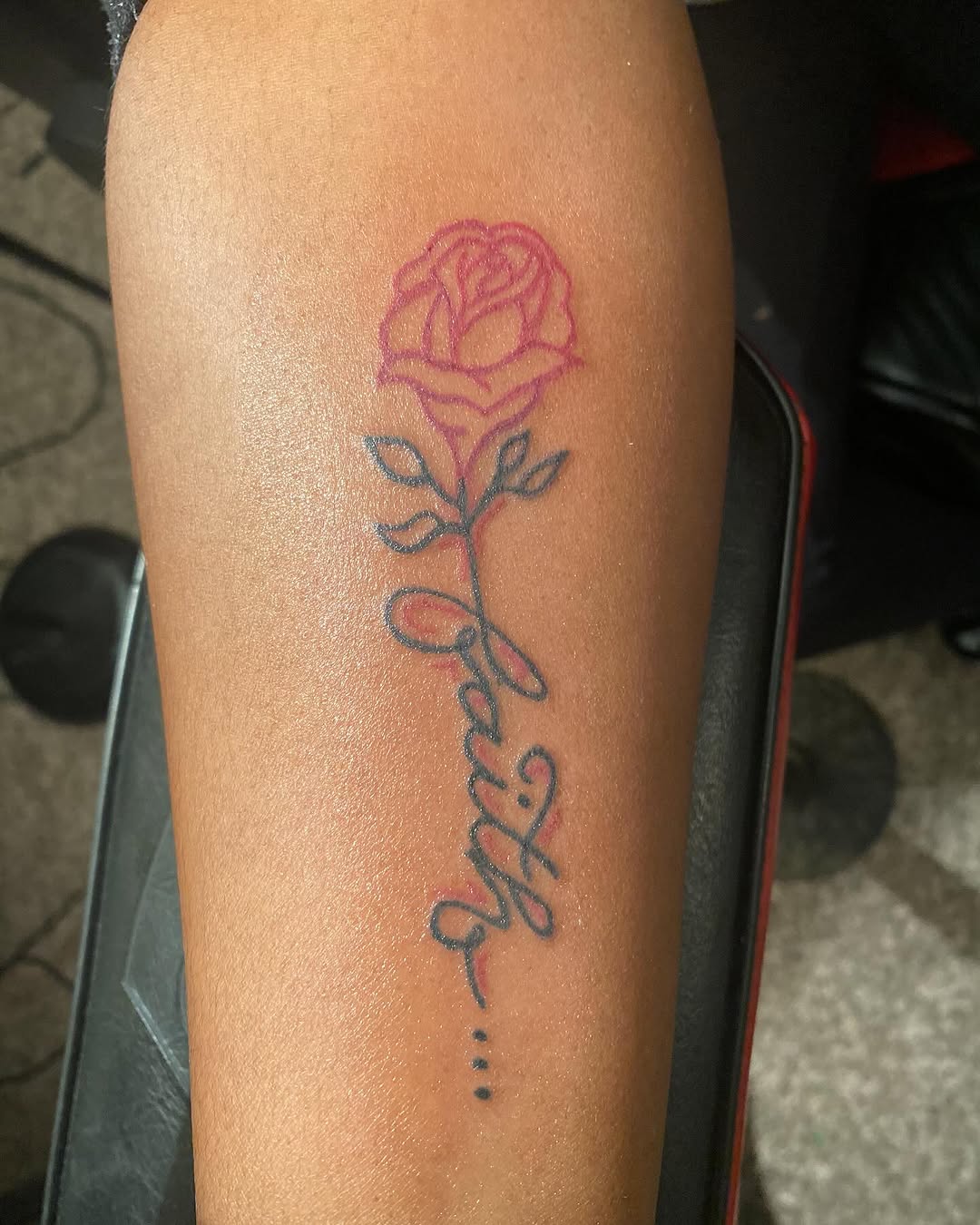 Tattoo by @familyandloyalty_llc — fine_line, lettering_script