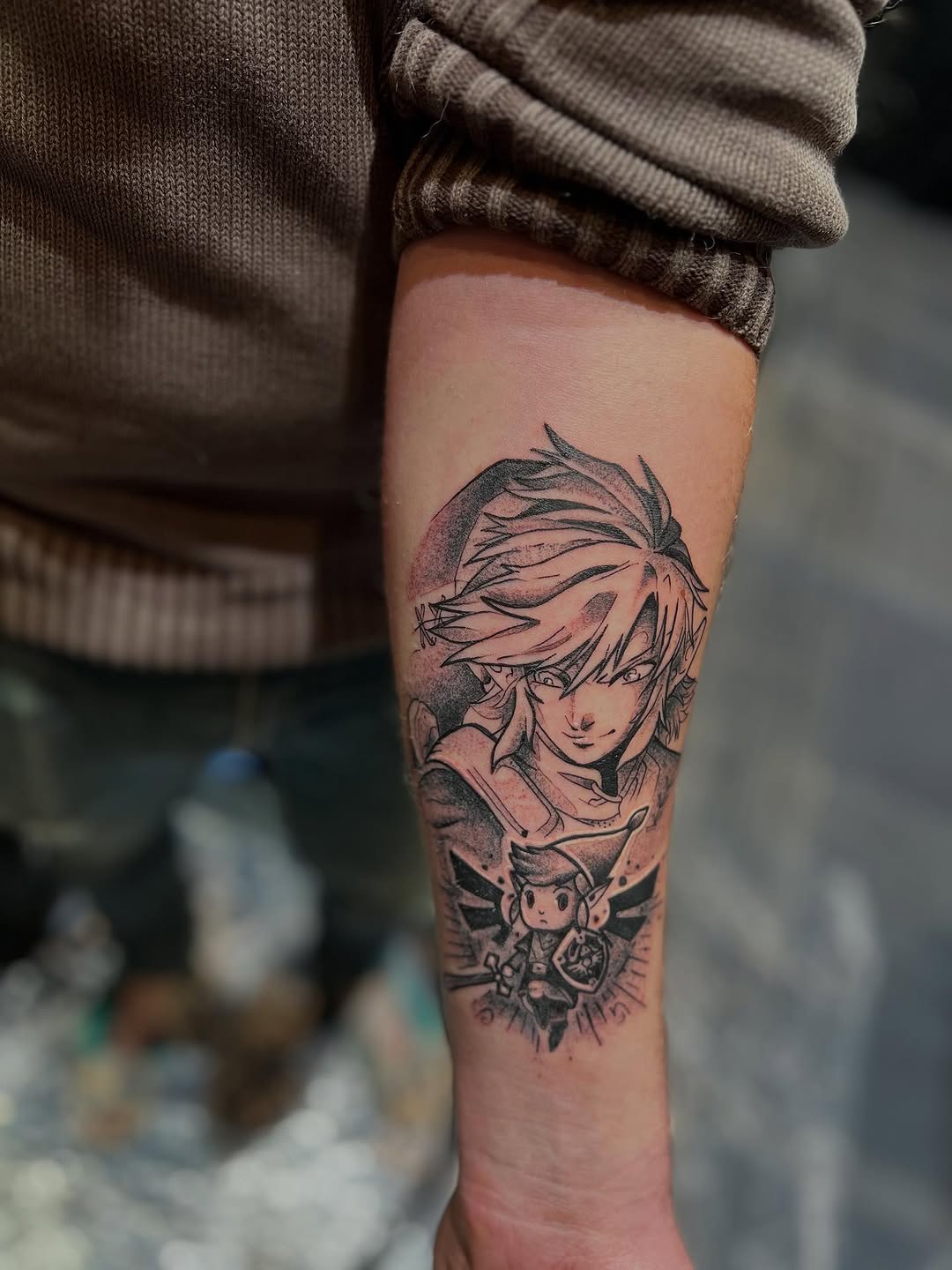 Tattoo by @andrewwatkinstattoos — anime, black_and_grey
