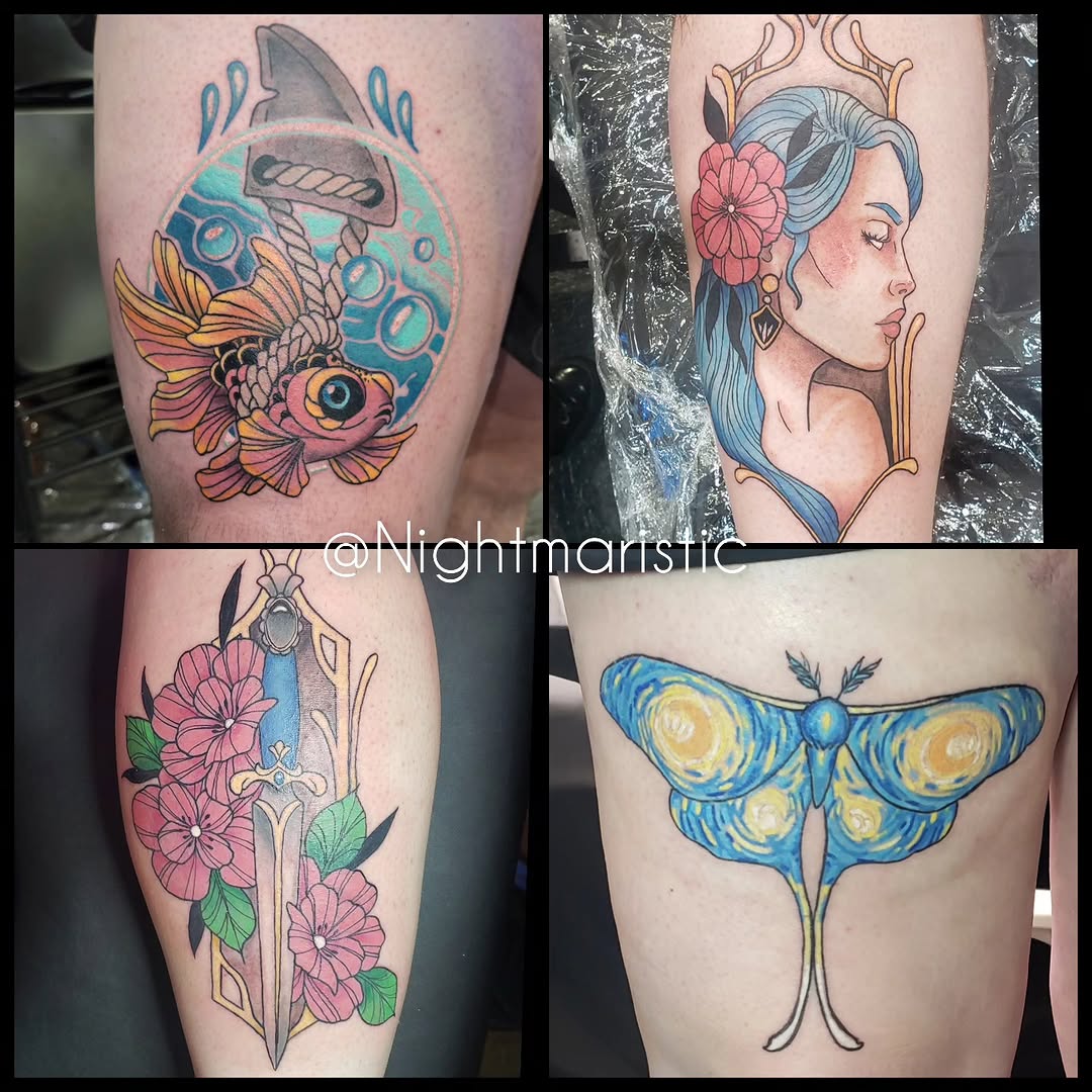 Tattoo by @nightmaristic — illustrative, new_school