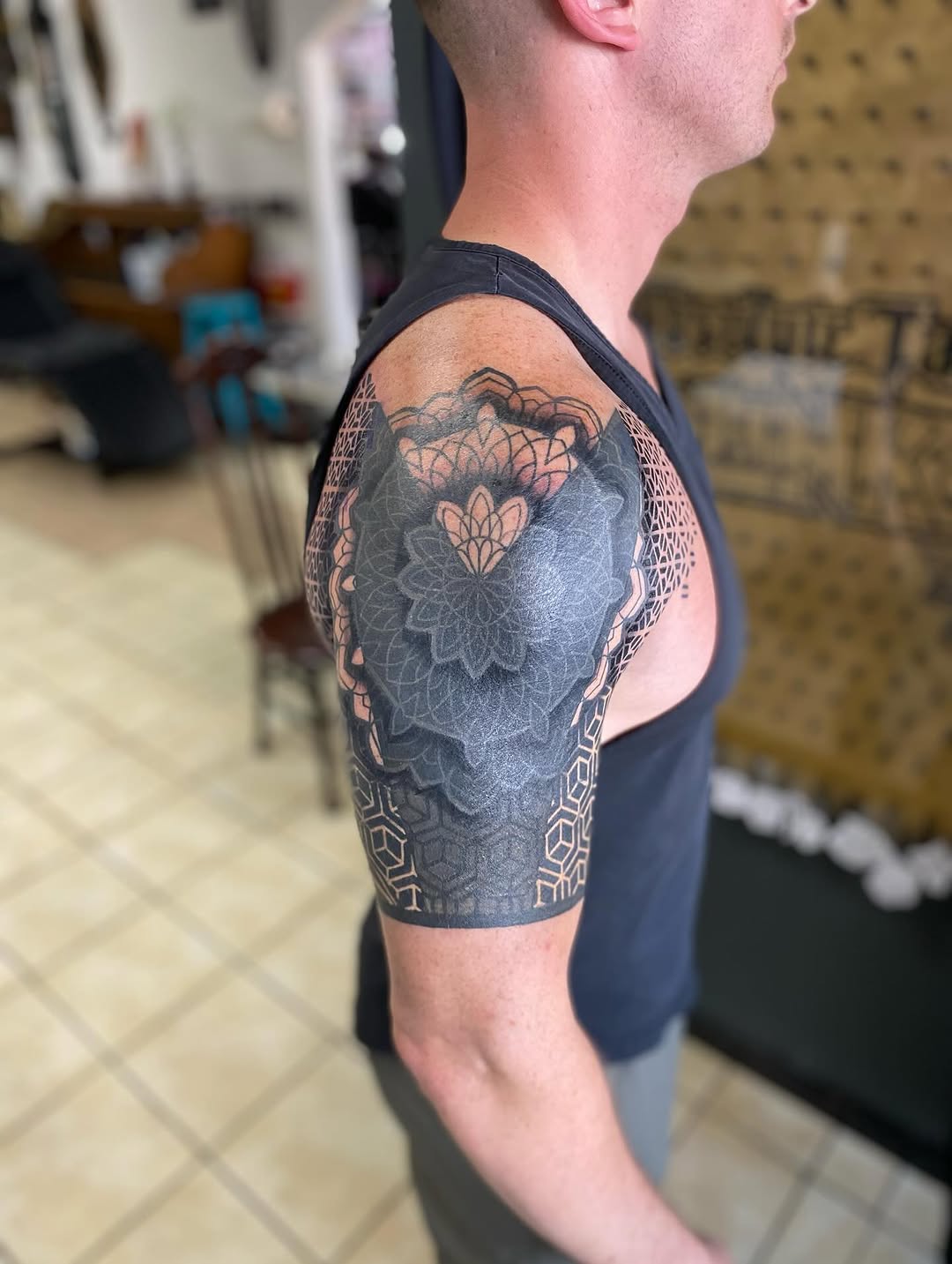 Tattoo by @fellatattoo — geometric, dotwork