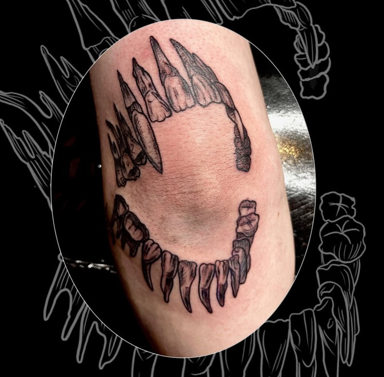 Tattoo by @monstermishtattoos — black_and_grey, dark_realism