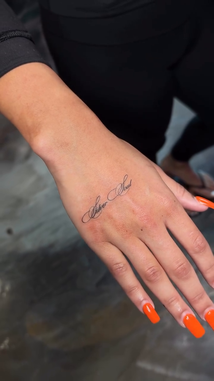 Tattoo by @kphaninks — lettering_script, fine_line