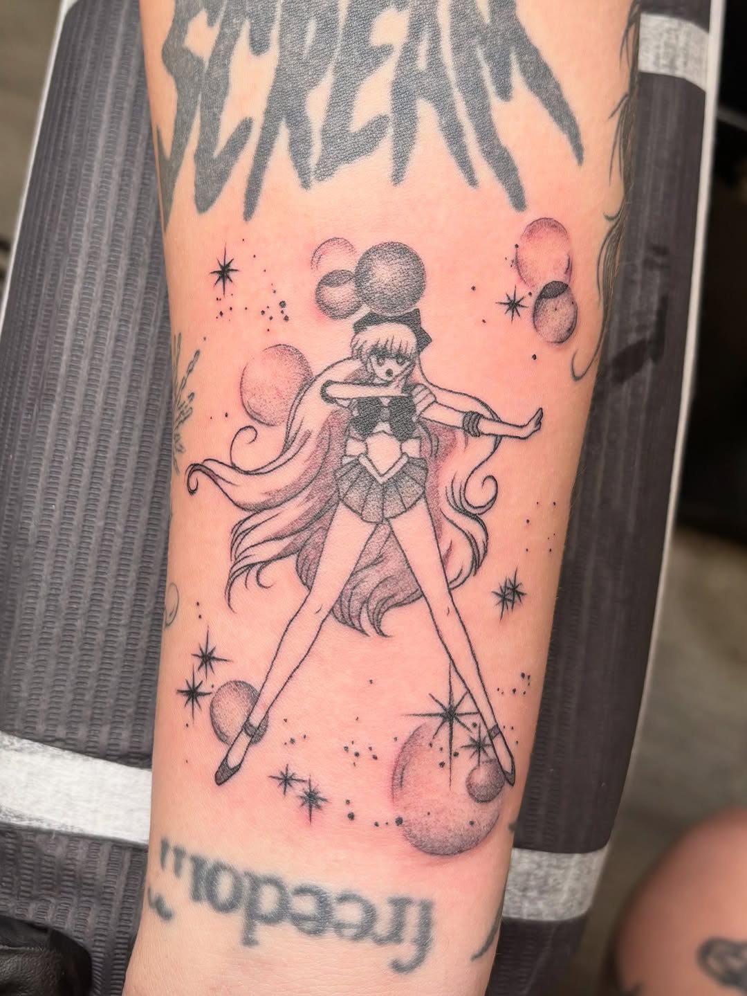 Tattoo by @amberntattoos — anime, dotwork