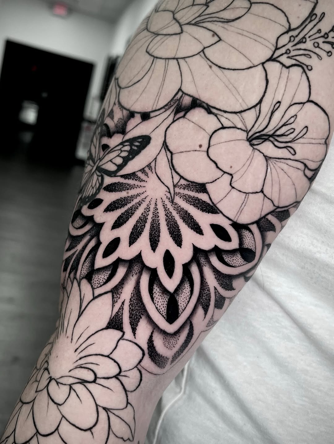 Tattoo by @inkedbypanezo — dotwork, ornamental