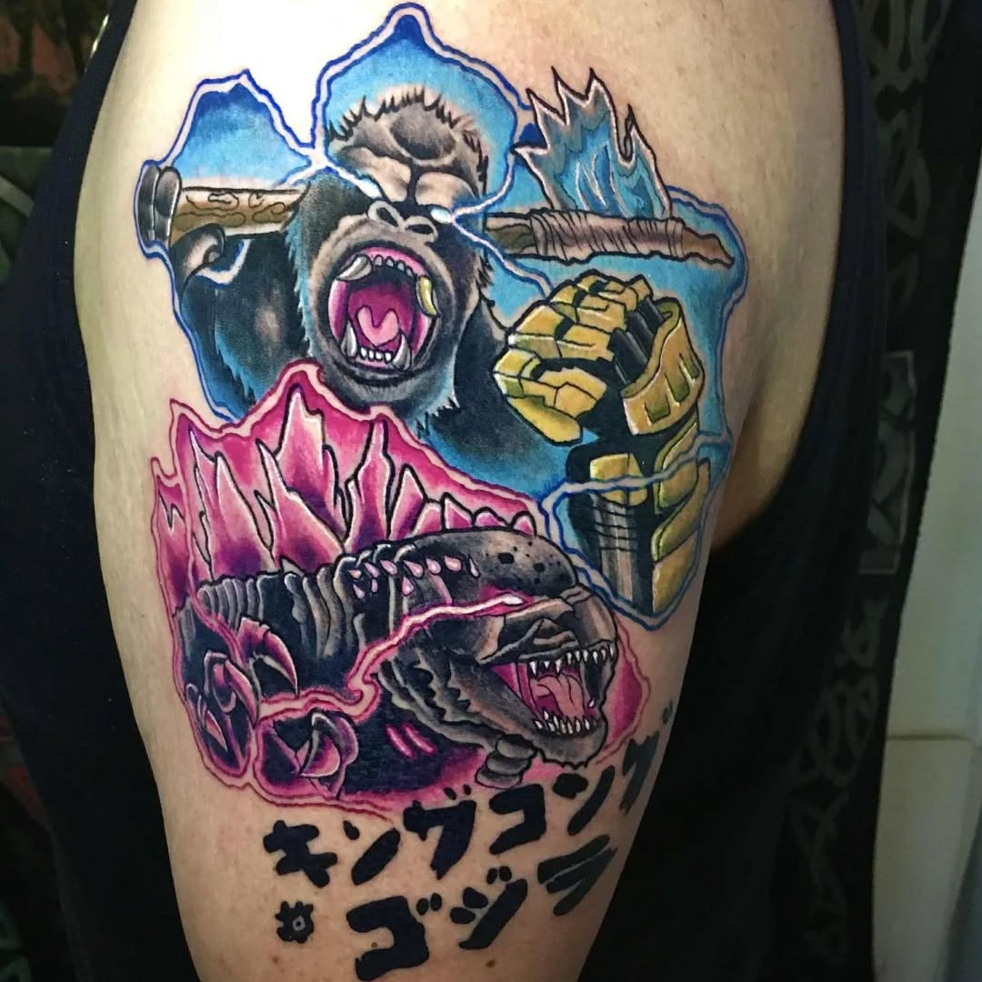 Tattoo by @rando_rad — new_school, trash_polka