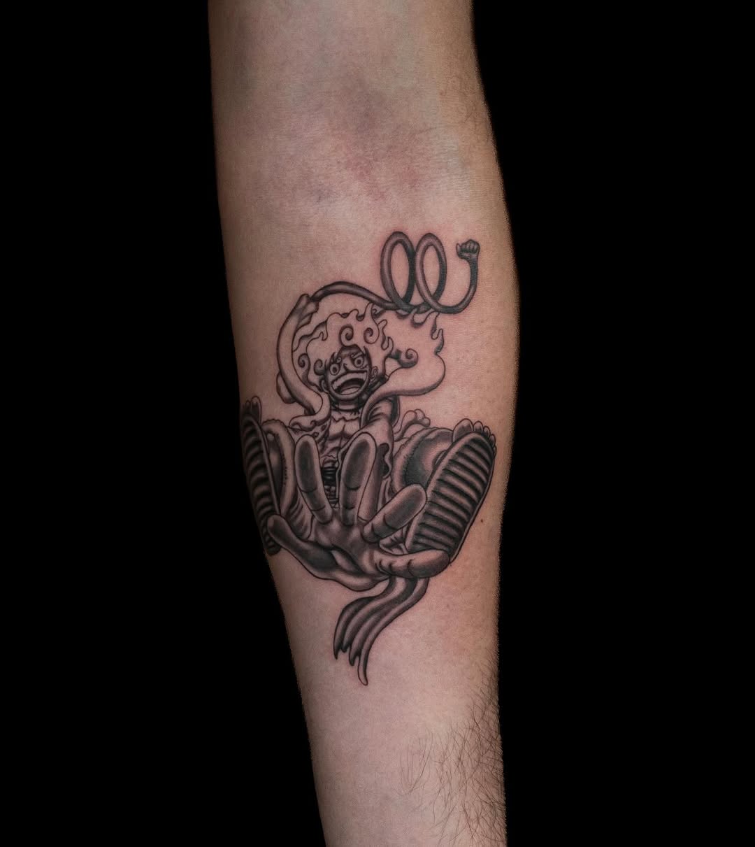 Tattoo by @wenghiskhan_tattoos — anime, black_and_grey