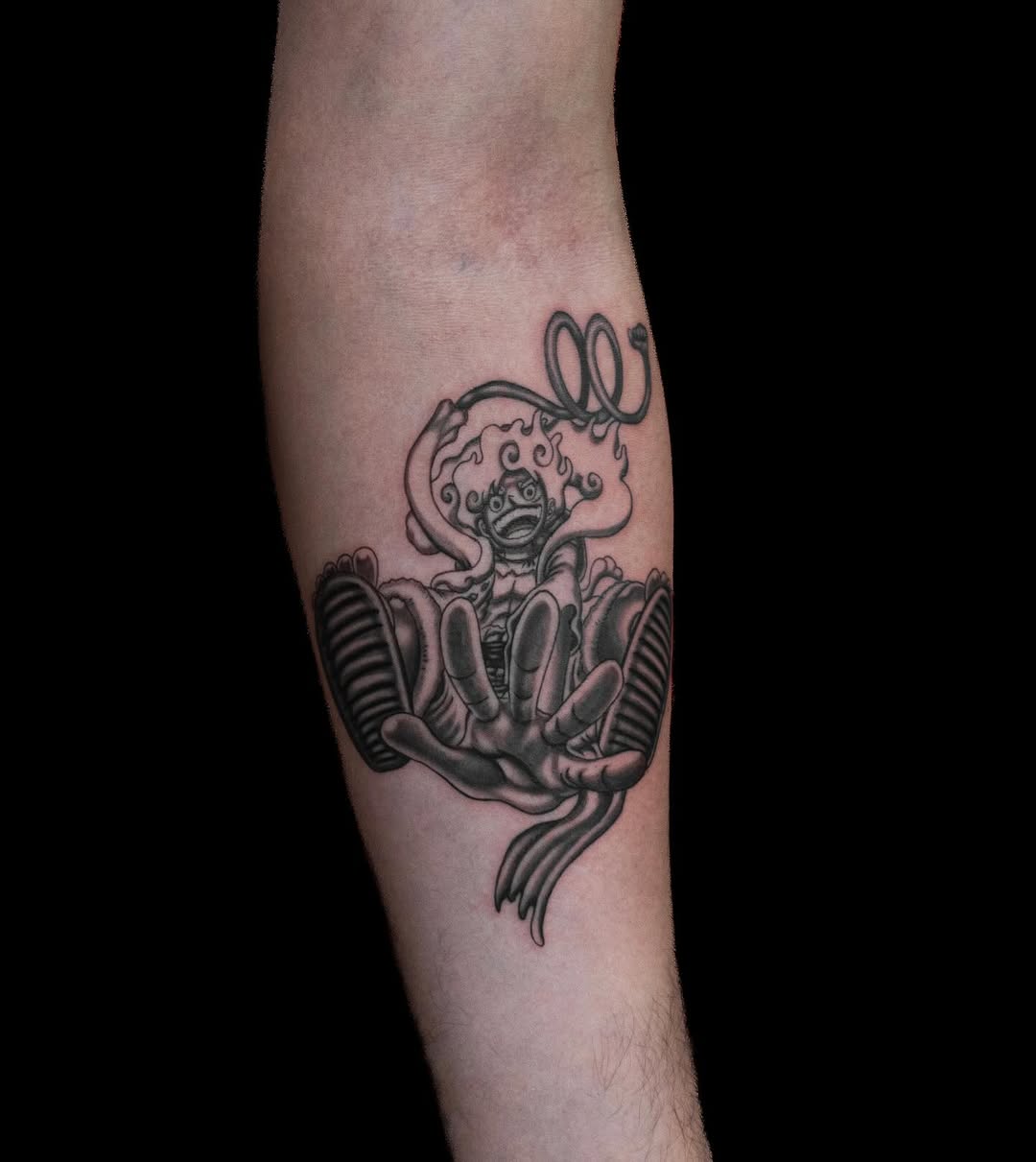 Tattoo by @wenghiskhan_tattoos — anime, black_and_grey