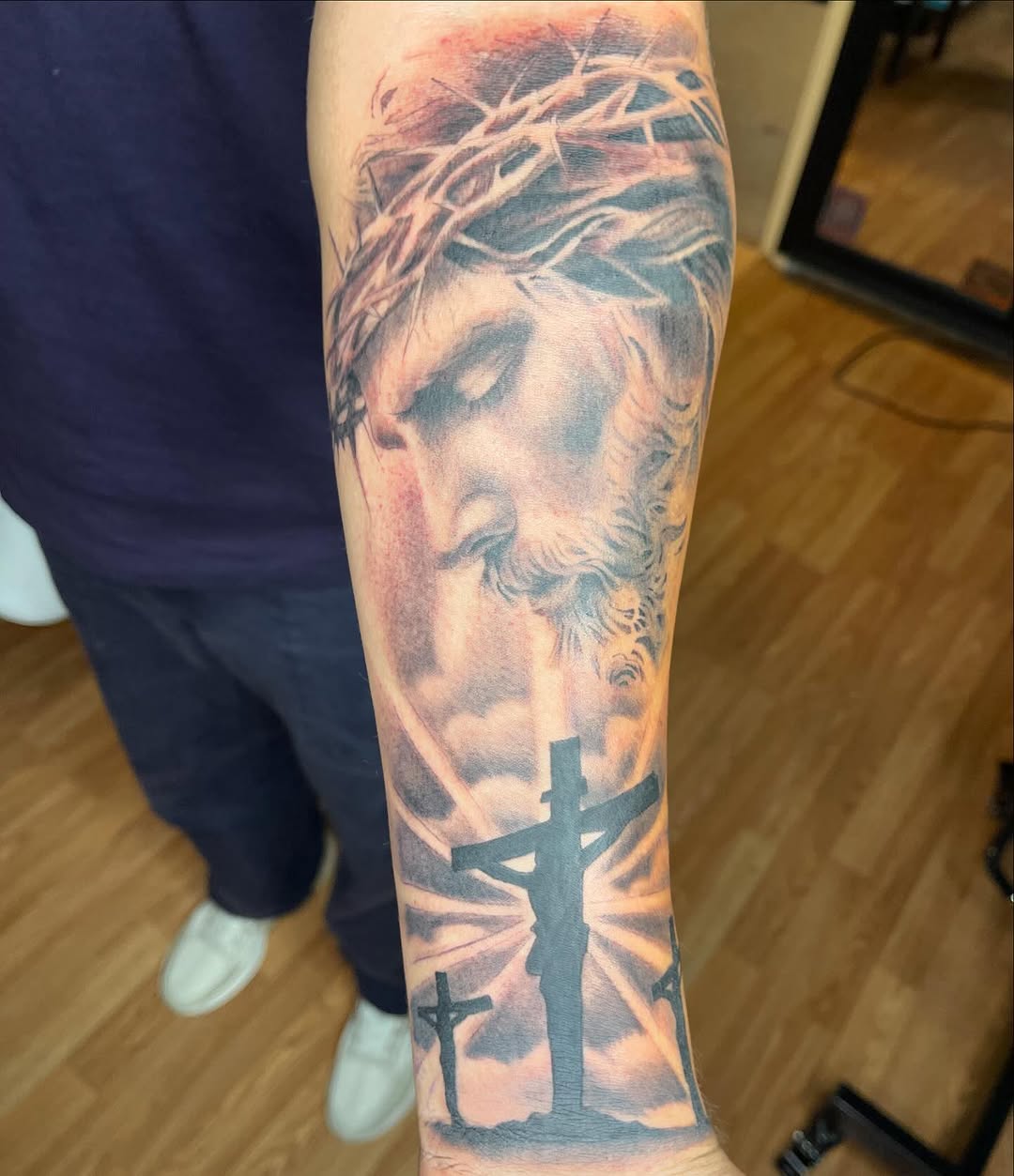 Tattoo by @tobiaztattooz — realism, black_and_grey