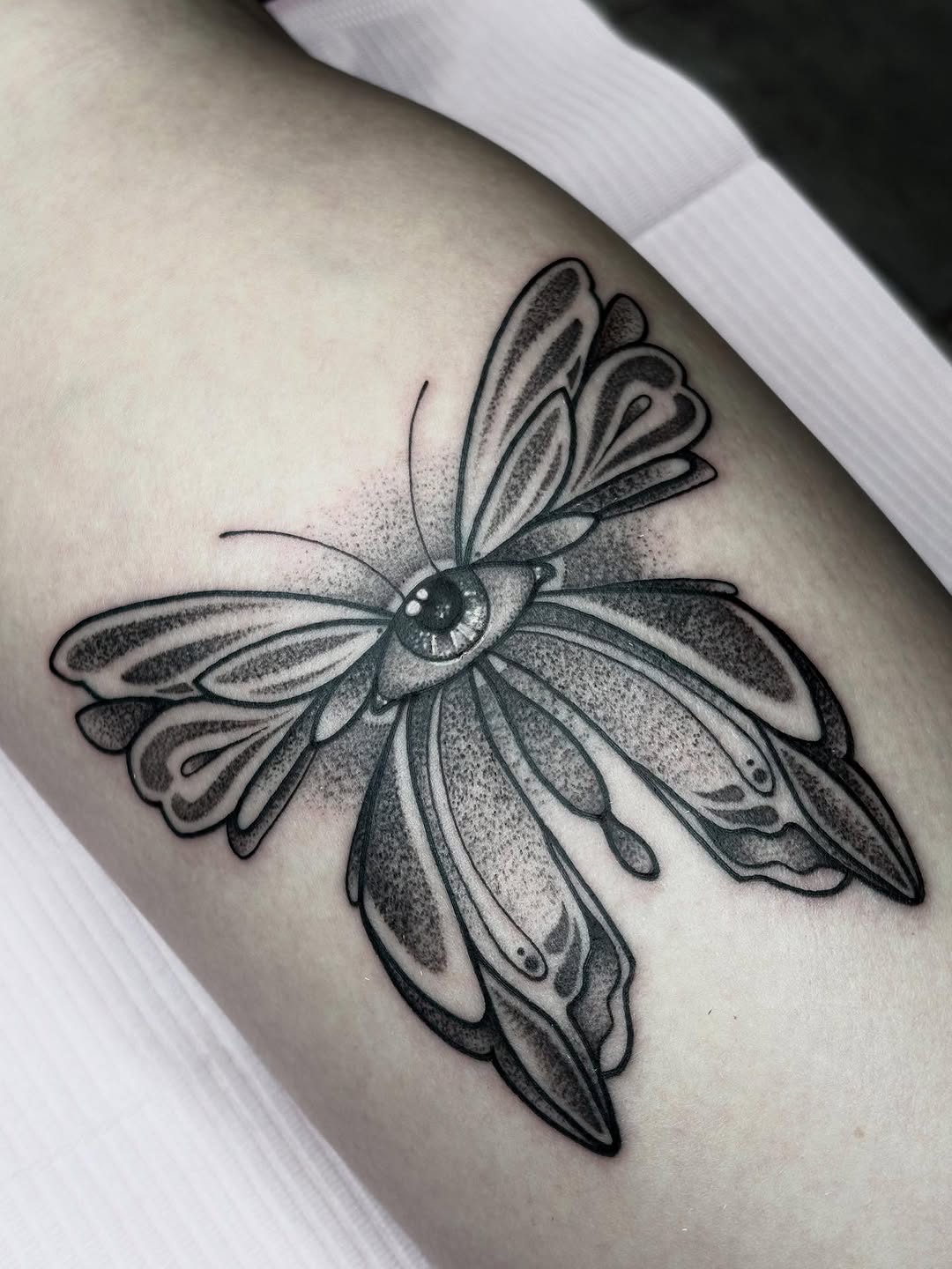 Tattoo by @summertats — black_and_grey, dotwork