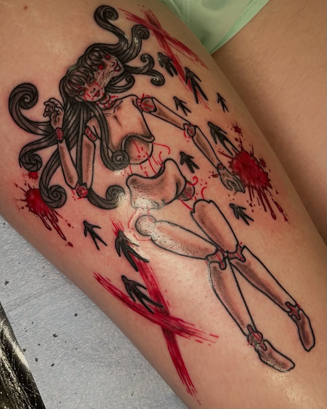 Tattoo by @spectral.inks — dark_realism, trash_polka
