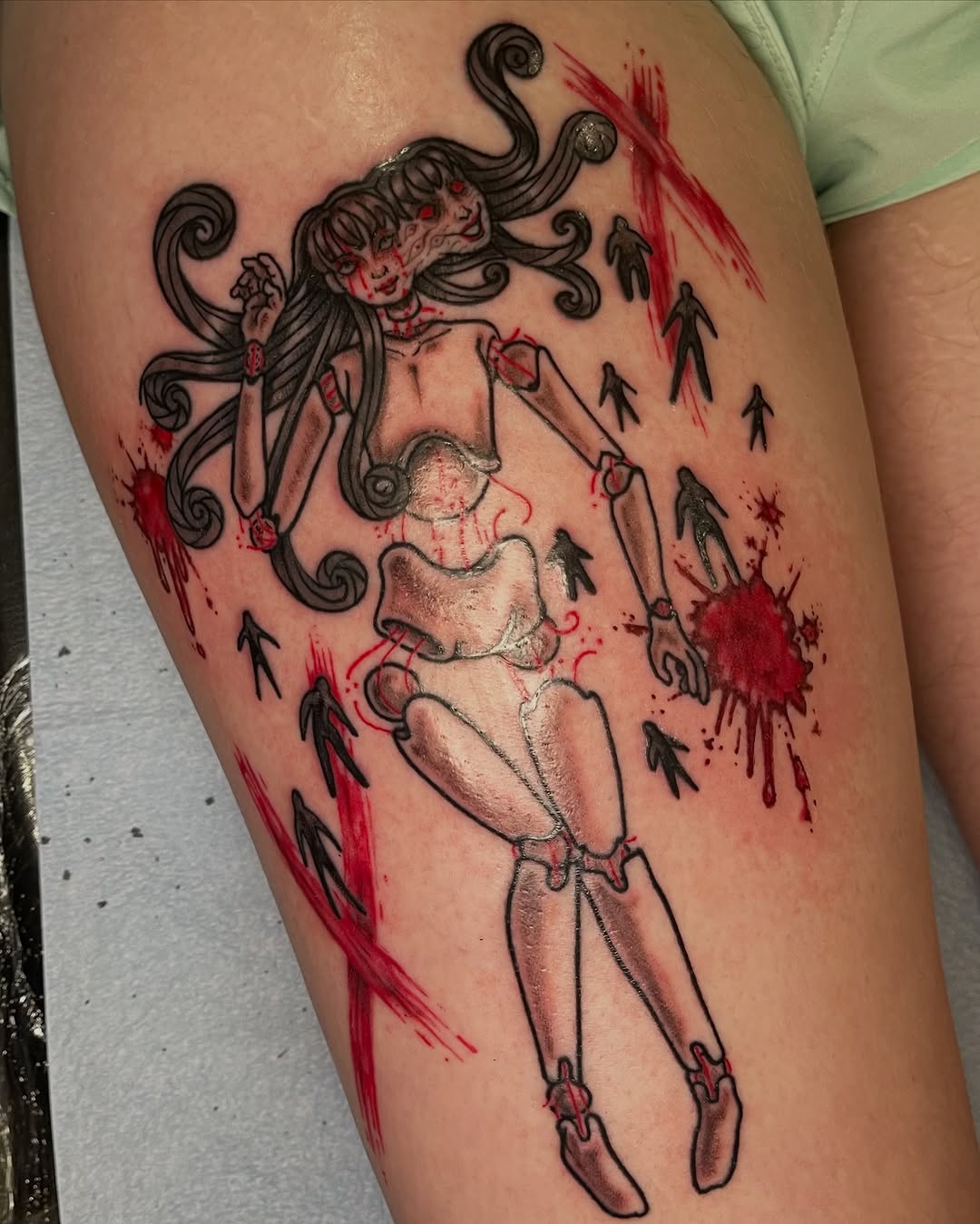 Tattoo by @spectral.inks — dark_realism, trash_polka