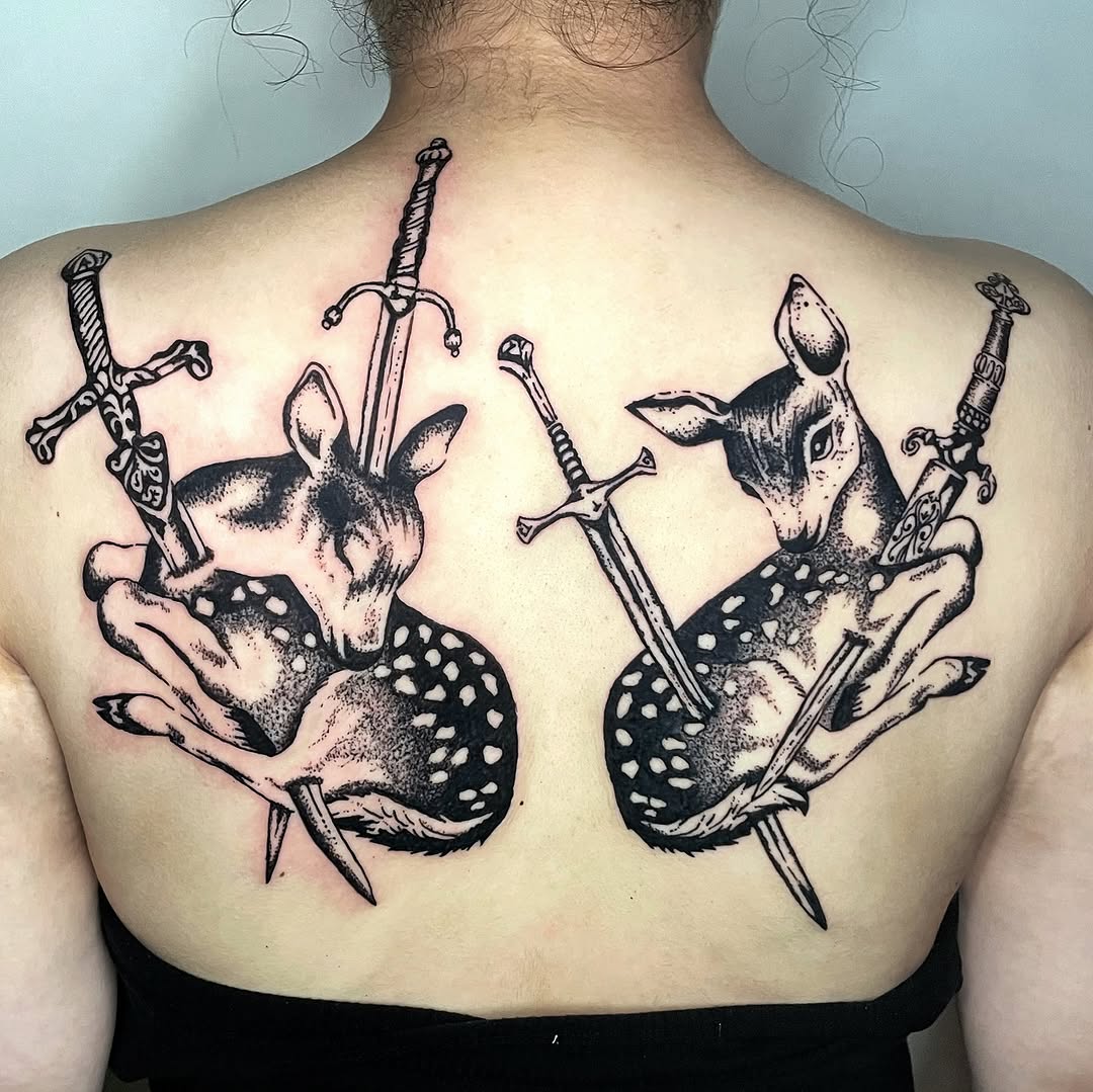 Tattoo by @thankyou4thetrust — illustrative, blackwork
