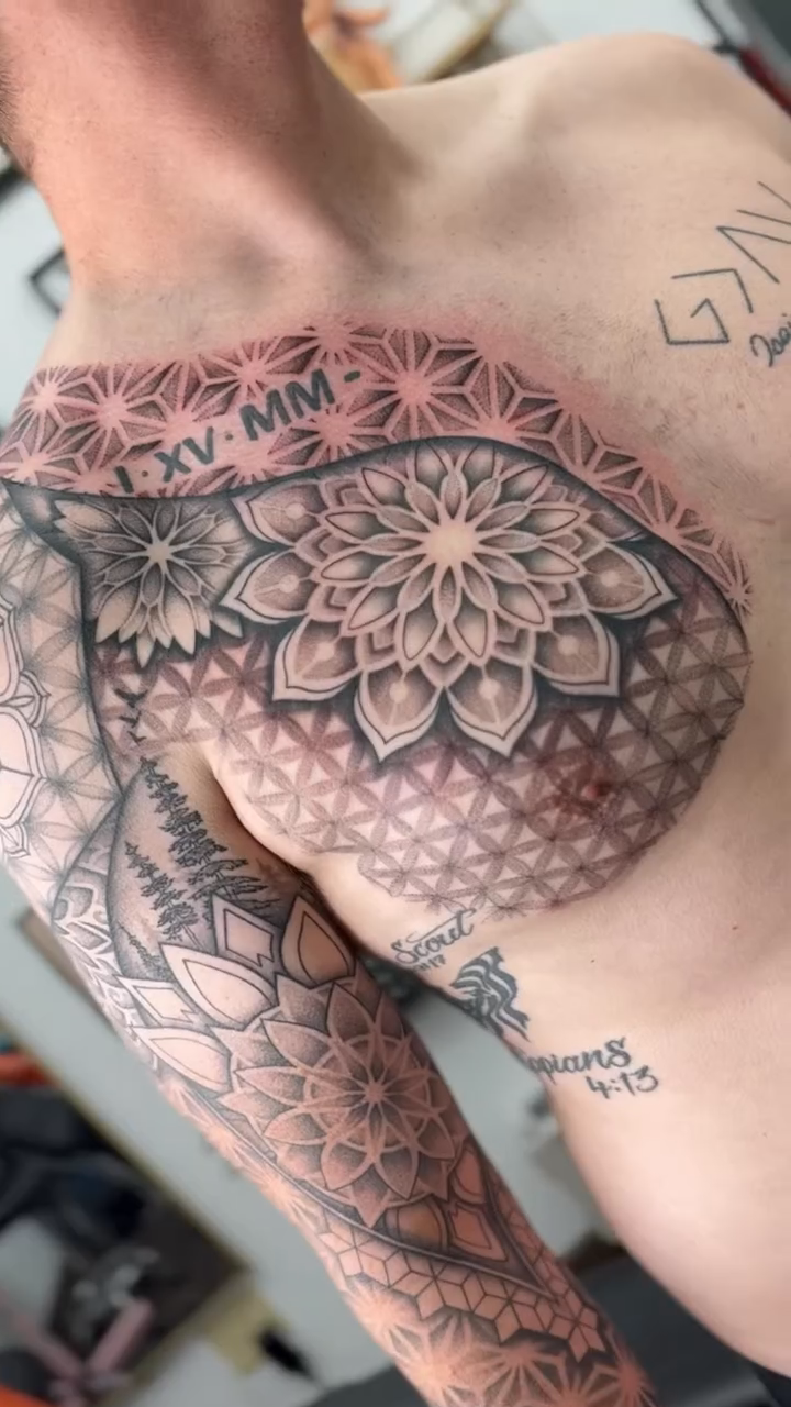 Tattoo by @taboo.tattoos_ — geometric, black_and_grey