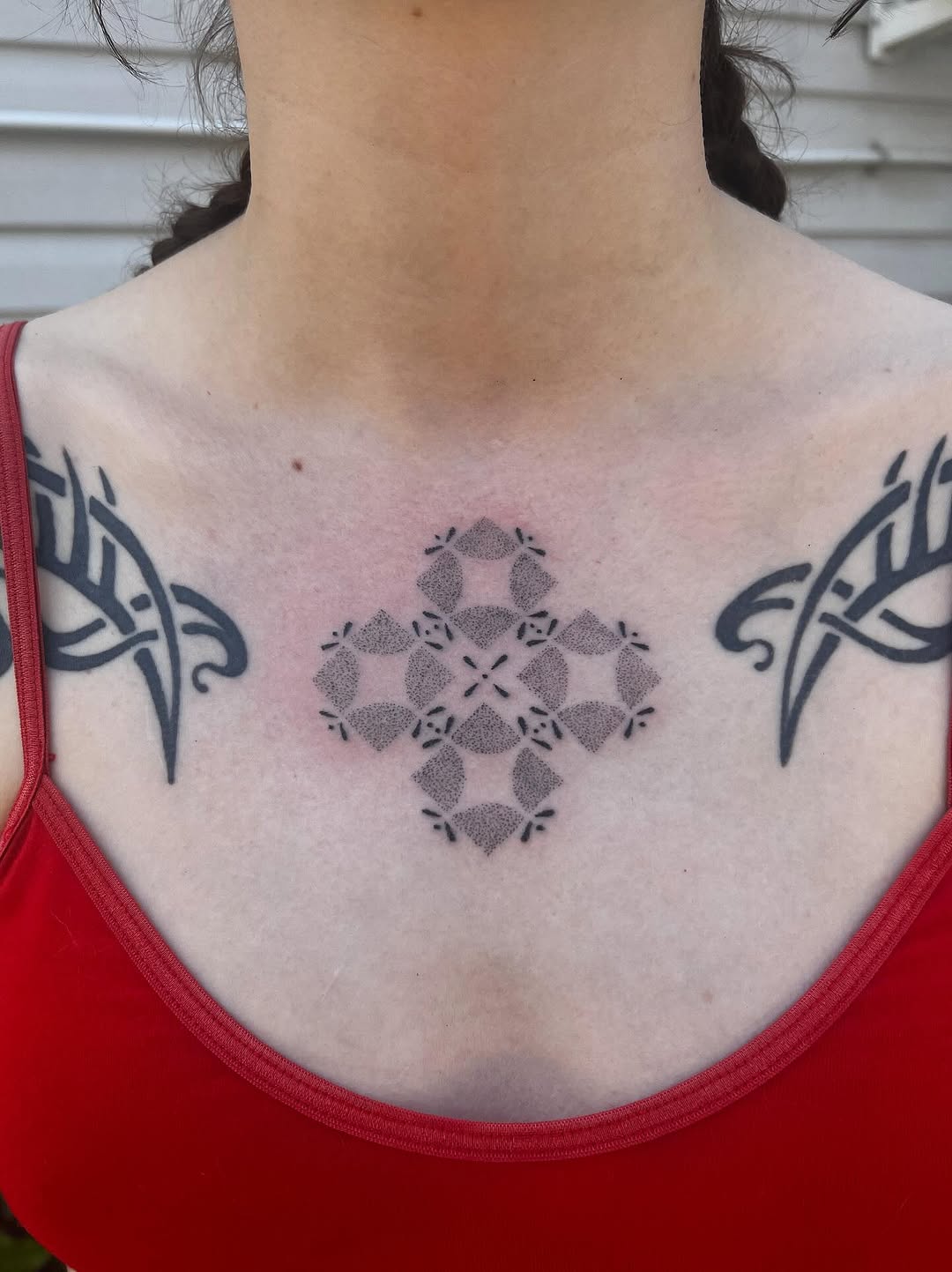 Tattoo by @soreoptimist — geometric, dotwork