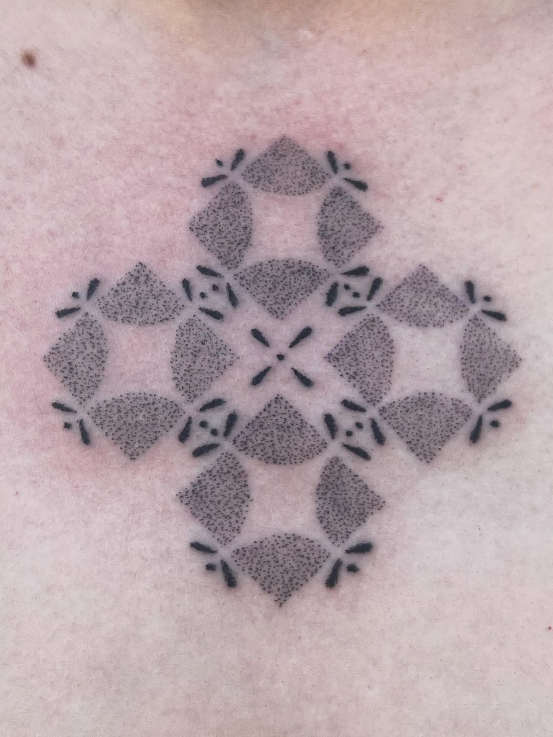 Tattoo by @soreoptimist — dotwork, geometric