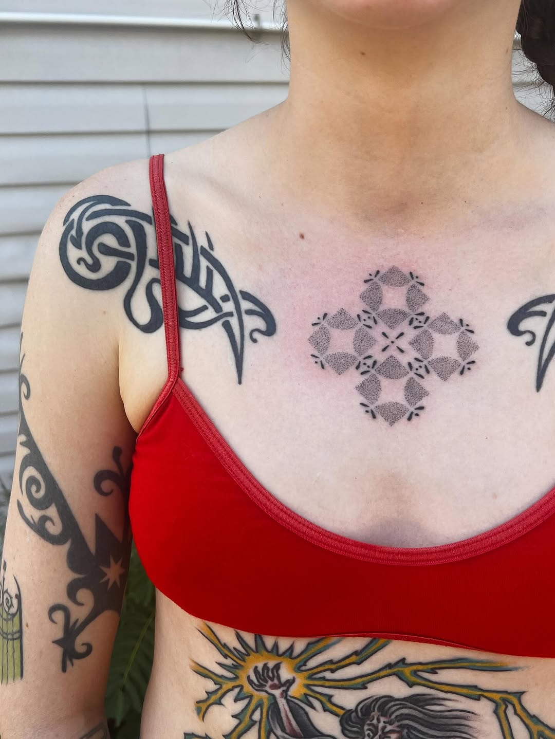 Tattoo by @soreoptimist — geometric, dotwork