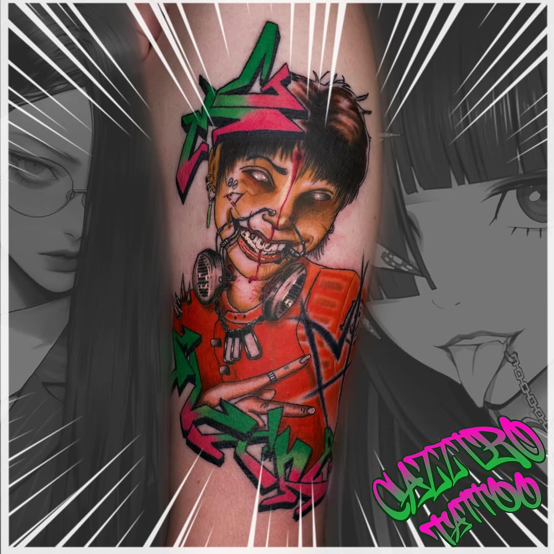 Tattoo by @cazztro.tattoo โ new_school, trash_polka