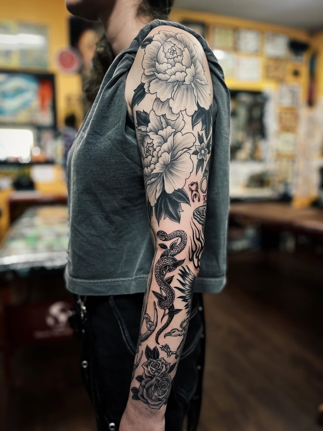 Tattoo by @amandahowtattoo — black_and_grey